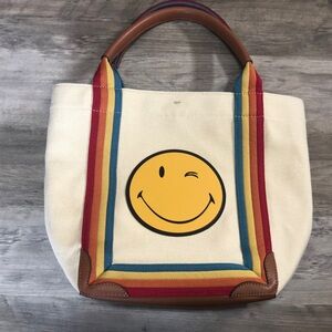 Anya Hindmarch Rainbow Smiley Face Wink Emoji Small Tote Bag